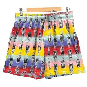 Coca Cola Men Shorts Sleep Lounge Multicolor Pockets Elastic Drawstring Size L